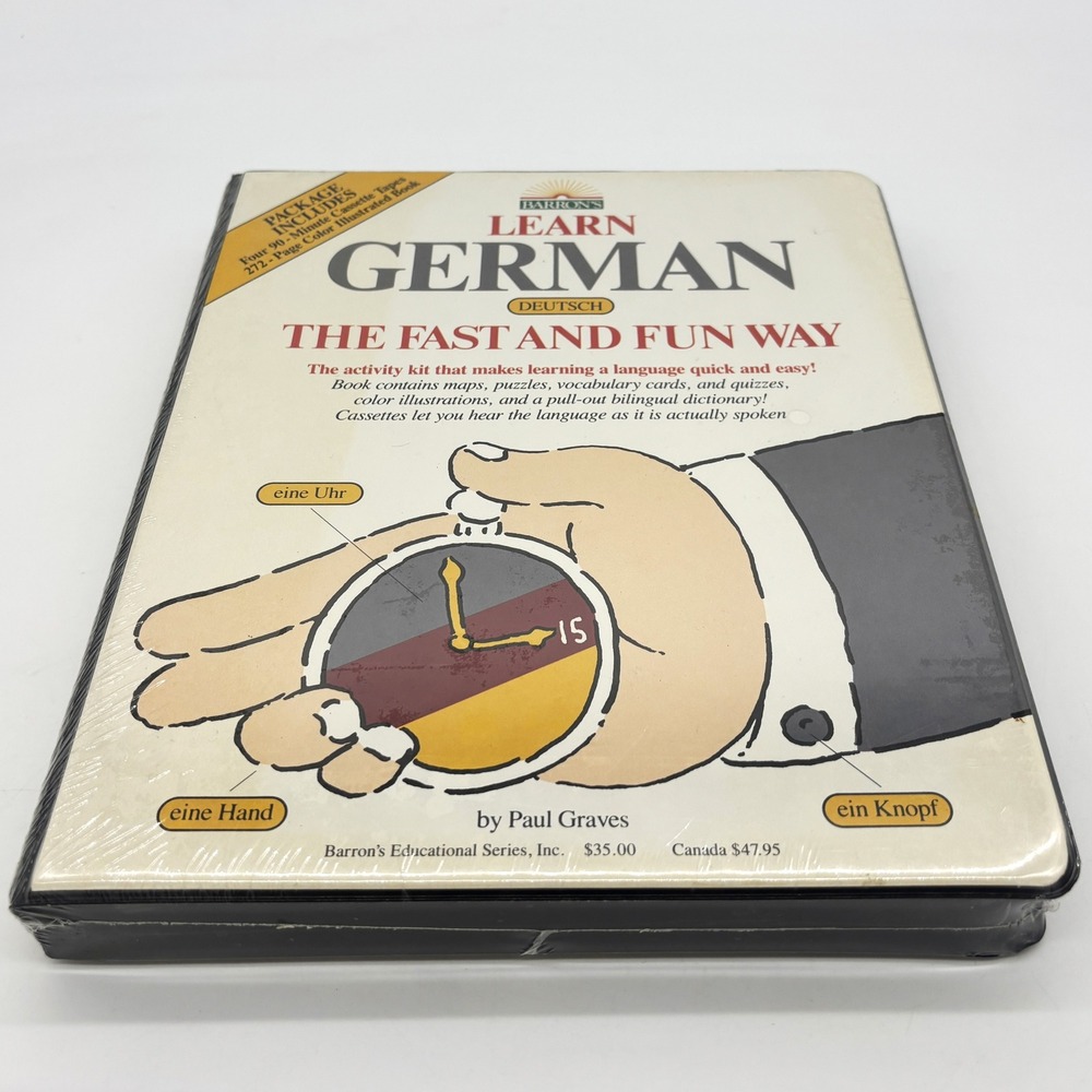 Barrons Learn German The Fast and Fun Way Kit NEW 4 Cassettes Book Deutsch New
